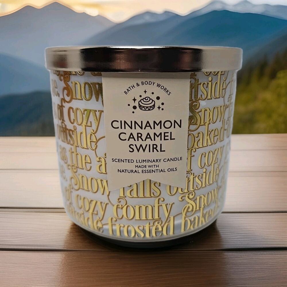 ALL NEW Cinnamon Caramel Swirl 3-Wick Candle 25-45 burn hours Bath & Body Works